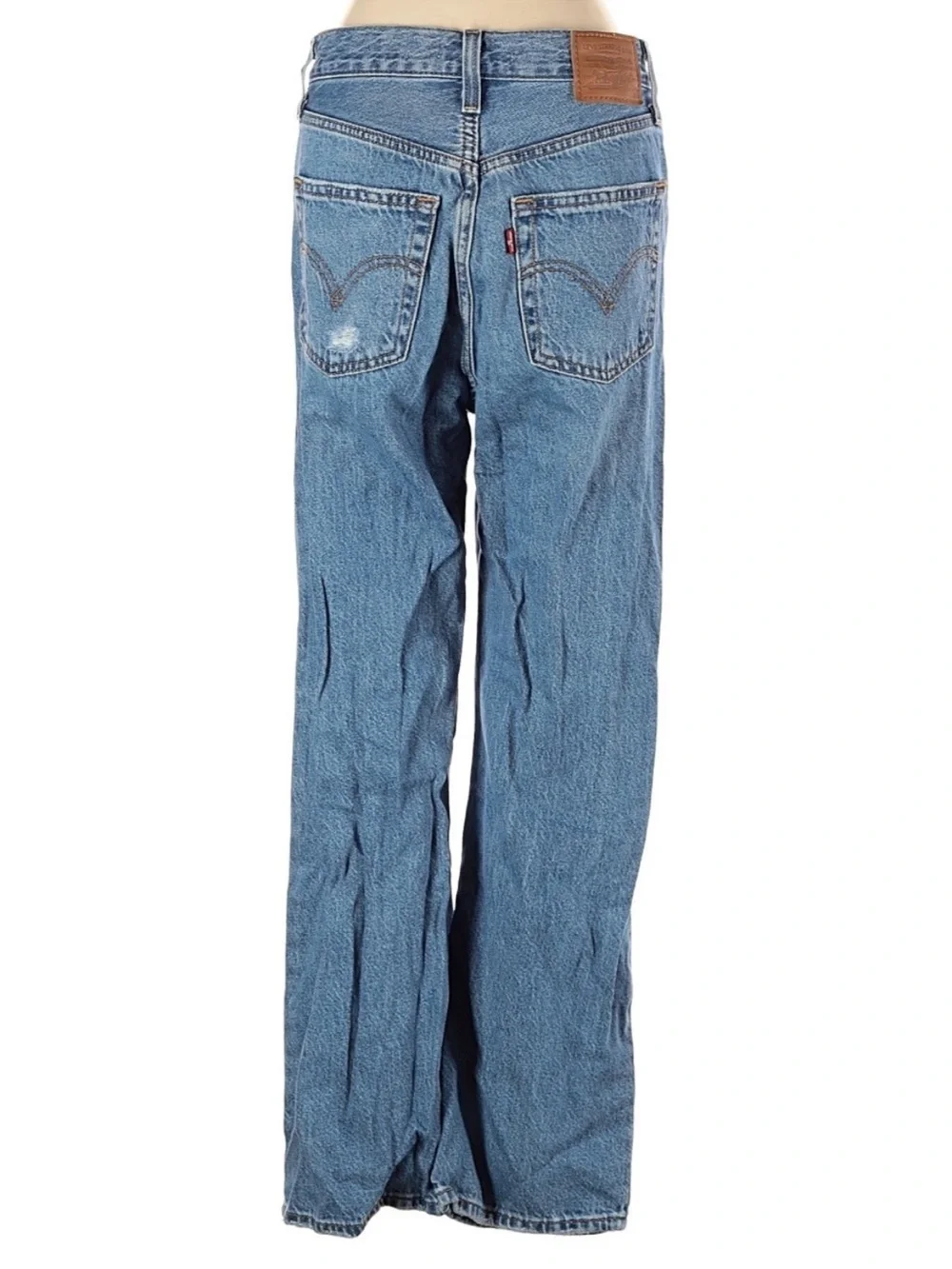 Levi’s Ribcage Straight Ankle Jeans Distressed High Rise Light Wash 25